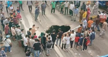 هبوط أرضى فى حدائق المعادى وتقديرات أولية بانفجار ماسورة مياه